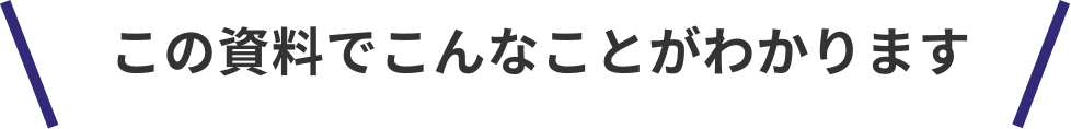 この資料でこんなことがわかります