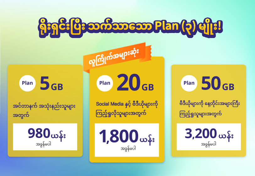 5GB・20GB・50GBの3つの料金プランと、それぞれのデータ容量と価格を比較して示した図